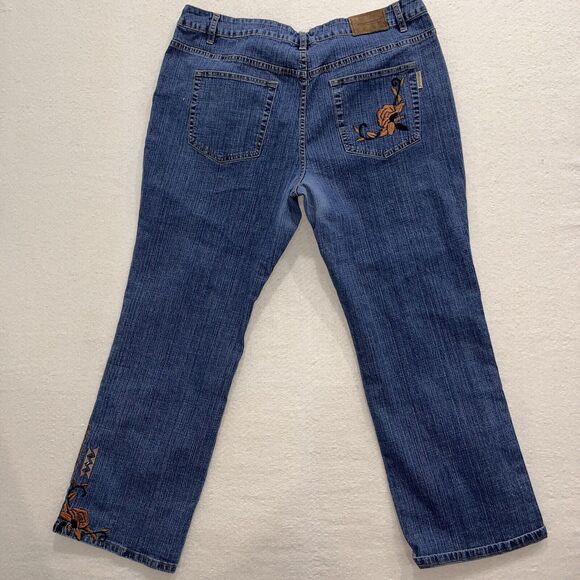 Coldwater Creek Womens Denim Blue High Rise Embroidered Straight Jeans Size 20 - Picture 2 of 8